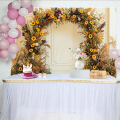 Lofaris Rustic Sunflower and Pampas Grass Floral Arch Party Backdrop Bohemian Wedding or Fall Photo Shoot