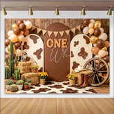 Lofaris Rustic Western First Birthday Backdrop with Cowboy Theme Brown Wood Photography Background for Cake Smash Party Decor
