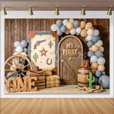 Lofaris Rustic Western First Birthday Backdrop with Wooden ONE Letters and Cowboy Decor Baby Boy Cake Smash Photography Background