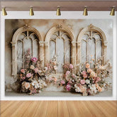 Lofaris Rustic White Arch Floral Backdrop Vintage Rose Wedding Background Bridal Shower Photo Booth Prop