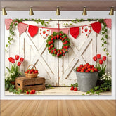 Lofaris Rustic White Barn Door Photography Backdrop Fresh Strawberry Farm Photo Background for Studio Shoot