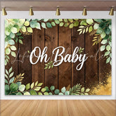 Lofaris Rustic Wood Eucalyptus Oh Baby Shower Backdrop Greenery Foliage Photography Background for Gender Reveal Party Decor