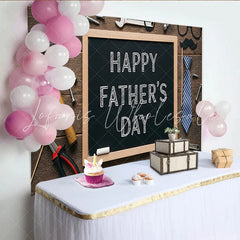 Lofaris Rustic Wood Fathers Day Backdrop with Tools and Mustache Props Chalkboard Background for Celebration Party Decor