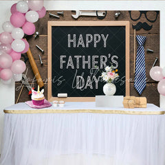 Lofaris Rustic Wood Fathers Day Backdrop with Tools and Mustache Props Chalkboard Background for Celebration Party Decor