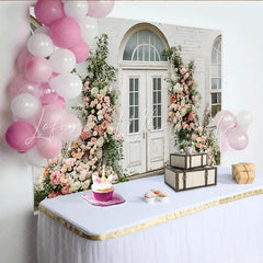 Lofaris Rustic Wood Floral Photography Backdrop with White Roses Elegant Vintage Wall Tapestry for Wedding Party Props
