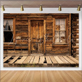 Lofaris Rustic Wood Photography Backdrop with Weathered Planks and Old Door Vintage Cabin Background for Studio Photoshoot and Event Decor
