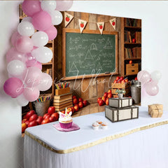 Lofaris Rustic Wooden Back To School Backdrop with Chalkboard and Apples Teacher Appreciation Photography Background for Studio Photoshoot