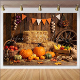 Lofaris Rustic Wooden Barn Thanksgiving Harvest Backdrop Autumn Fall Photography Background for Party Decoration