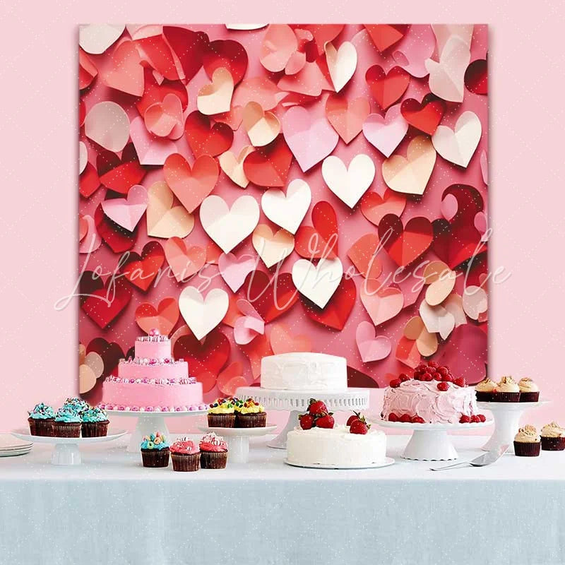 Lofaris Scattered Red and Pink Hearts Backdrop Valentines Day Pattern for Sweet Portrait Decor