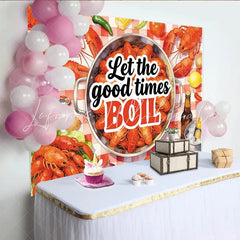 Lofaris Seafood Boil Holiday Backdrop with Crawfish and Red Checkered Tablecloth Festive Party Decor for Summer Gathering