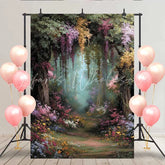 Lofaris Secret Forest Garden Backdrop Hanging Floral Vine and Colorful Flower Path for Spring