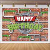 Lofaris Sewer Pipes Birthday Backdrop Brick Wall and Green Slime Party Background for Boys Birthday