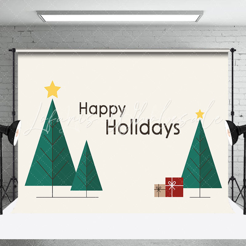 Lofaris Simple Green Pine Trees Gift Happy Holidays Backdrop