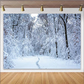 Lofaris Snow Covered Winter Forest Photography Backdrop with Winding Path Serene Natural Scenery Background for Winter Themed Photoshoot