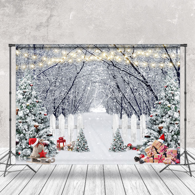 Lofaris Snow Covered Woods Winter Christmas Photo Backdrop