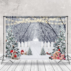 Lofaris Snow Covered Woods Winter Christmas Photo Backdrop