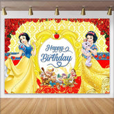 Lofaris Snow White and the Seven Dwarfs Birthday Backdrop Disney Princess Inspired Fairytale Forest Party Photo Prop