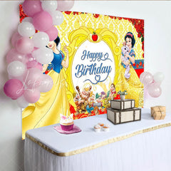 Lofaris Snow White and the Seven Dwarfs Birthday Backdrop Disney Princess Inspired Fairytale Forest Party Photo Prop