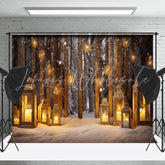 Lofaris Snowy Field Candle Lantern Glitter Christmas Backdrop