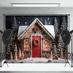 Lofaris Snowy Night Tree House Celebrates Christmas Backdrop