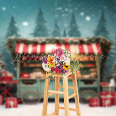 Lofaris Snowy Pine Forest Dining Car Gift Christmas Backdrop