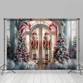 Lofaris Snowy White Lit Christmas Nutcracker Store Backdrop