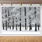 Lofaris Snowy Winter Forest Photography Backdrop with White Trees and Natural Landscape Studio Background for Portrait Photoshoot