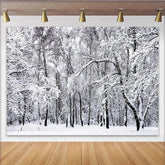 Lofaris Snowy Winter Forest Photography Backdrop with White Trees Serene Nature Background for Studio Photoshoot
