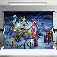 Lofaris Snowy Wonderland Santa Workshop Christmas Backdrop