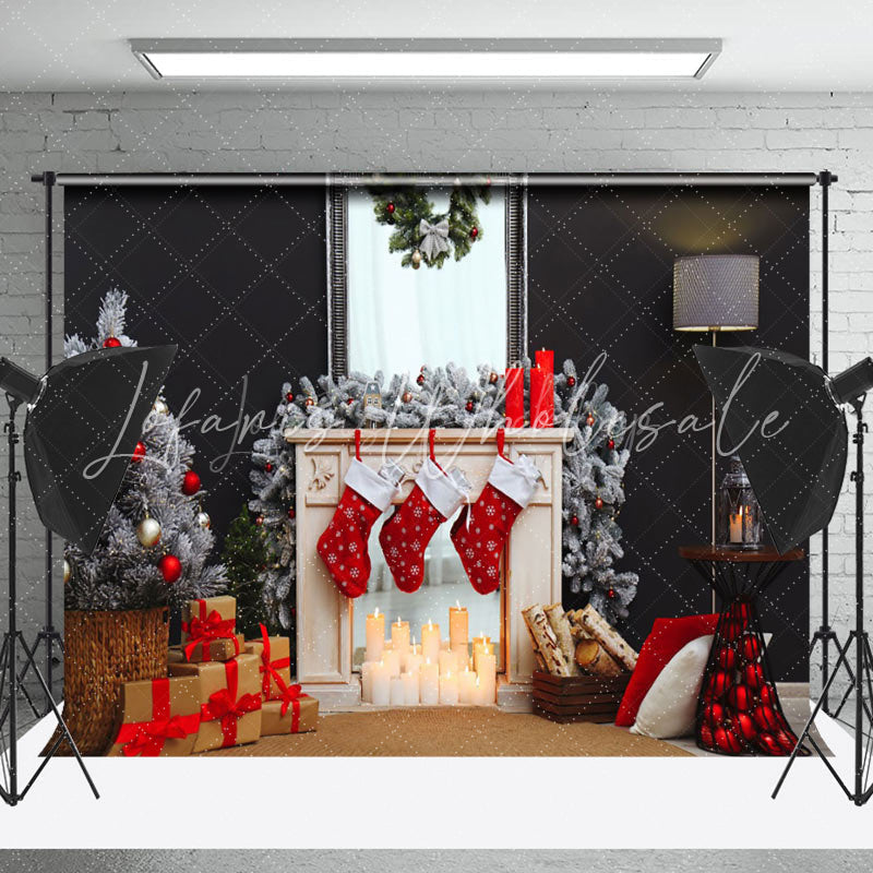 Lofaris Socks Black Wall Candle Christmas Photo Backdrop