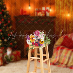 Lofaris Soft Sofa Indoor Fireplace Trees Christmas Backdrop