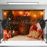Lofaris Soft Sofa Indoor Fireplace Trees Christmas Backdrop