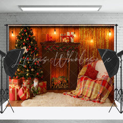Lofaris Soft Sofa Indoor Fireplace Trees Christmas Backdrop