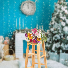 Lofaris Soft White Blue Room Clock Christmas Vibe Backdrop