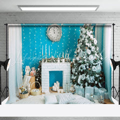 Lofaris Soft White Blue Room Clock Christmas Vibe Backdrop
