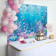 Lofaris Sparkling Mermaid Underwater Photography Backdrop with Colorful Coral and Bubbles Fantasy Ocean Background for Studio Photoshoot