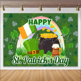 Lofaris St. Patrick Day Pot of Gold and Rainbow Backdrop Lucky Clover Irish Party Decor