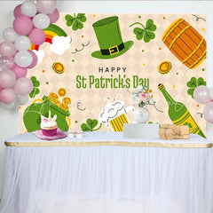 Lofaris St. Patrick’s Day Backdrop Cartoon Rainbow and Luck Pot of Gold with Beer and Green Hat
