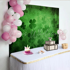 Lofaris St. Patrick’s Day Backdrop Dark Green Weathered Texture and Clover Silhouettes