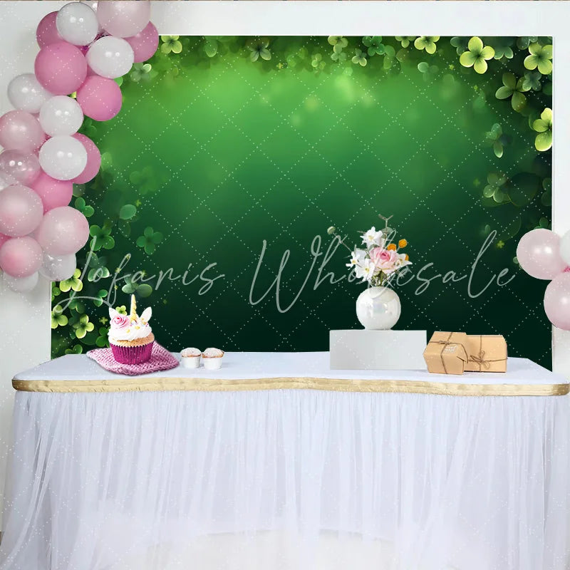 Lofaris St. Patrick’s Day Backdrop Glowing Clover Frame and Dark Green Vignette