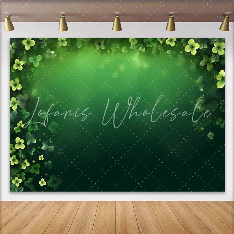 Lofaris St. Patrick’s Day Backdrop Glowing Clover Frame and Dark Green Vignette