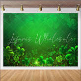 Lofaris St. Patrick’s Day Backdrop Glowing Green Shamrocks Clover Background for Irish Festival Party Decoration