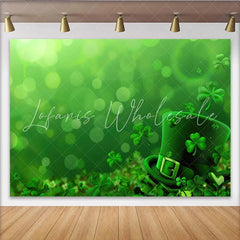 Lofaris St. Patrick’s Day Backdrop Green Leprechaun Hat and Clovers Lucky Decor