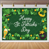 Lofaris St. Patrick’s Day Backdrop Happy St. Patrick’s Day Frame with Harp and Leprechaun Hat for Irish Party