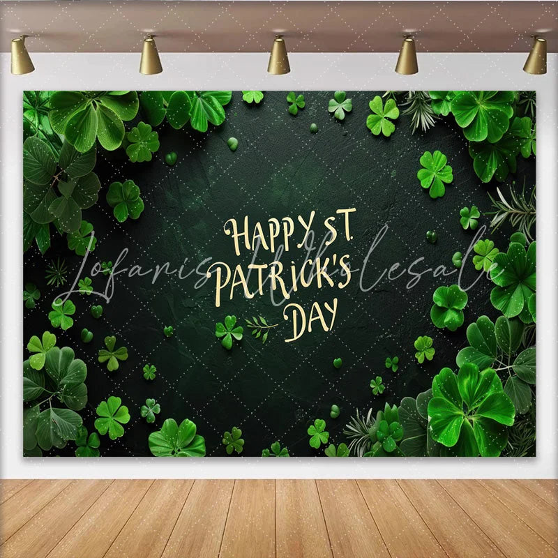 Lofaris St. Patrick’s Day Backdrop Happy St. Patrick’s Day Text on Dark Stone