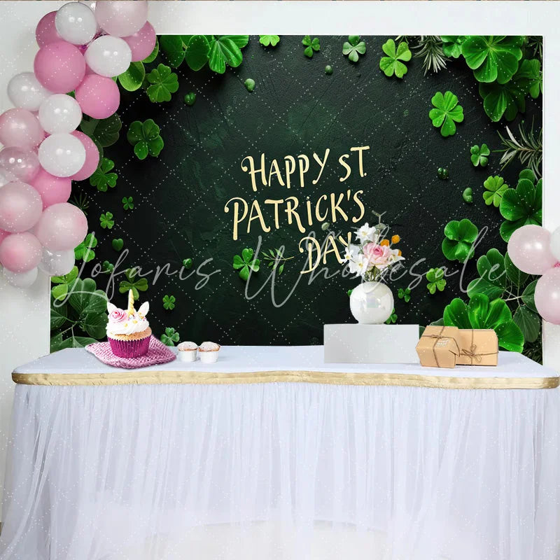 Lofaris St. Patrick’s Day Backdrop Happy St. Patrick’s Day Text on Dark Stone