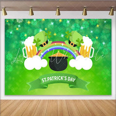 Lofaris St. Patrick’s Day Backdrop Pot of Gold and Rainbow with Beer Mugs Background for Irish Festival Party