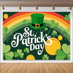 Lofaris St. Patrick’s Day Backdrop Rainbow and Leprechaun Hat Lucky Coins Decor