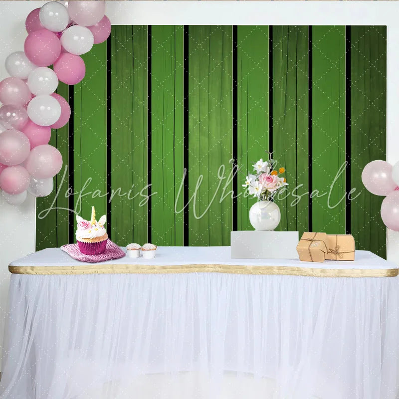 Lofaris St. Patrick’s Day Backdrop Rustic Green Wood Planks Texture for Party