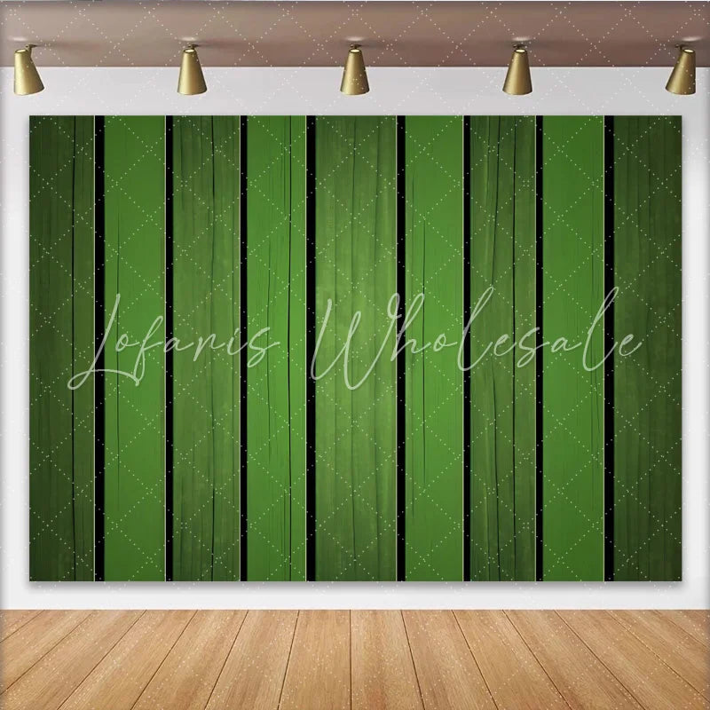 Lofaris St. Patrick’s Day Backdrop Rustic Green Wood Planks Texture for Party